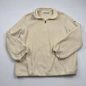 LL Bean Pullover Womens Large Fleece Sherpa 1/4 Zip Jacket Warm Cozy Outdoors